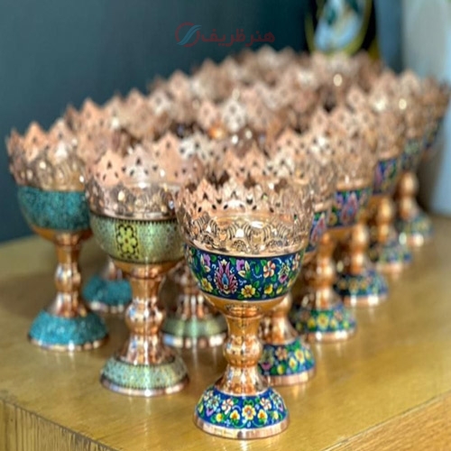 سروس آینه شمعدان و هفت سین فیروزه کوبی, مس و‌ پرداز و خاتم کاری، با طراحی شیک و زیبا - هنرظریف