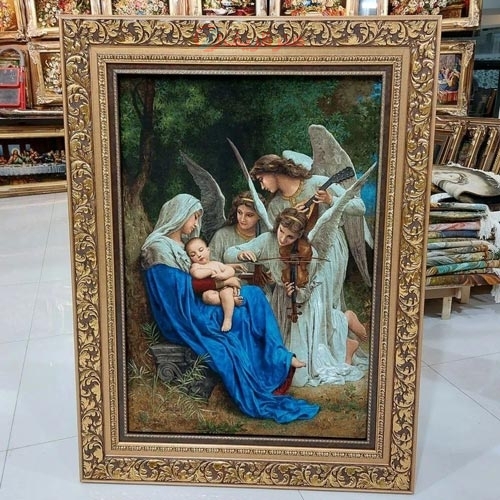 تابلو فرش دستبافت تبریز طرح تولد مسیح، مارکدار با چله ابریشم، بسیار زیبا و با طراحی خاص - هنرظریف