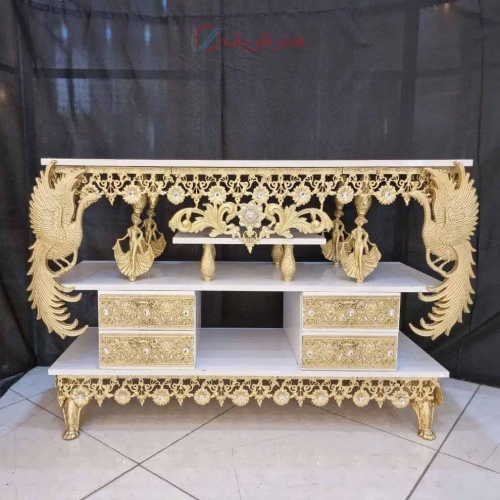میز تلویزیون روکش برنز، رویه ام دی اف، بسیار زیبا و شیک، آلومینیوم درجه 1، ورق ضخیم