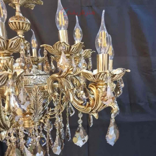 لوستر 8 شاخه برنزی 16 لامپ، قابلیت نصب لاله، برنز درجه 1، بسیار زیبا و شیک، باضمانت کیفیت کالا