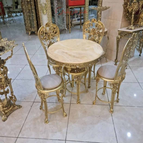 میز ناهارخوری 4 نفره آلومینیومی، رویه سنگ مرمر، ورق ضخیم، آلومینیوم درجه 1، با ضمانت کیفیت کالا - هنرظریف