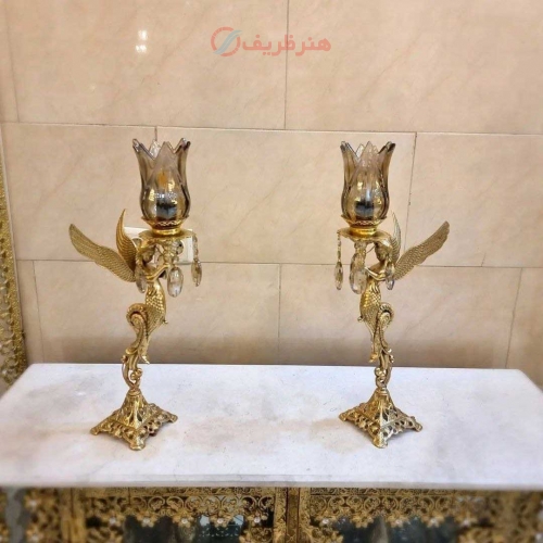 شمعدان برنزی، مدل ملائکه با تنوع لاله، برنز درجه 1، بسیار شیک و زیبا، با ضمانت کیفیت کار