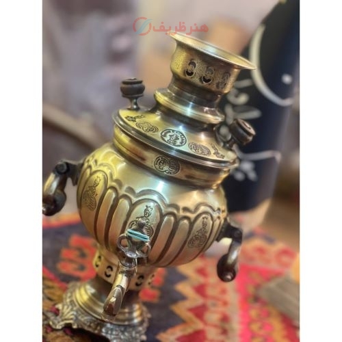سرویس سماور یک لیتری طرح پخدار دسته گوشواره، رنگ ثابت، ورق ضخیم باکیفیت - هنرظریف