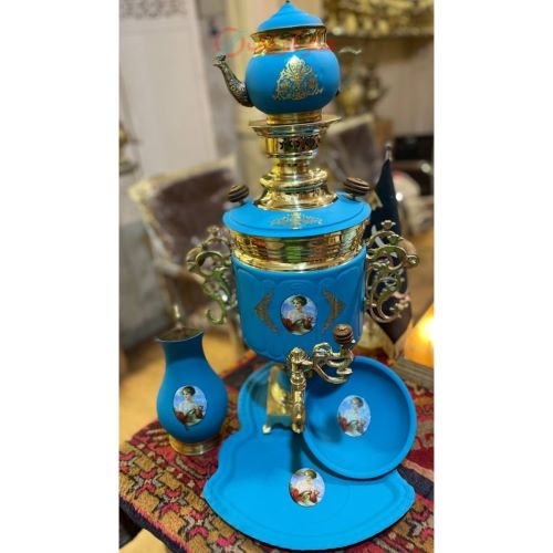 سرویس سماور برنجی نقاشی شده با کیفیت بالا، ورق ضخیم و رنگ ثابت - هنرظریف