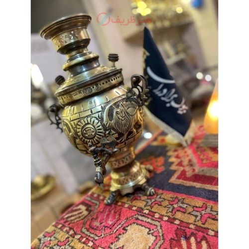 سرویس سماور چهار لیتری توپی قلم، ورق ضخیم، ورق ضخیم برنجی - هنرظریف