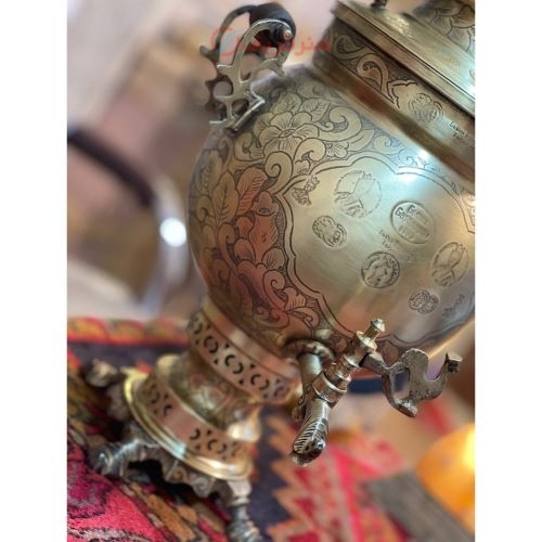 سرویس سماور چهار لیتری توپی قلم خطی سوزنی، با ورق ضخیم و با کیفیت - هنرظزیف