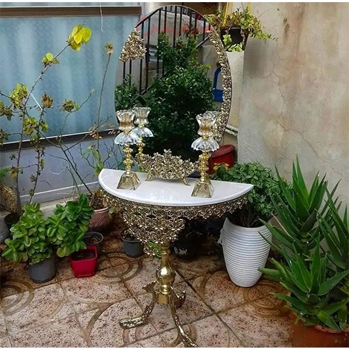 سرویس کامل آیینه و شمعدان و میز کنسول آلیاژ، آبکاری درجه یک - هنرظریف