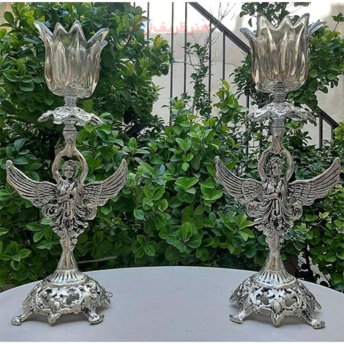 شمعدان تمام آلیاژ نقره ای، روکش نقره و تمام آلیاژ، باضمانت - هنرظریف