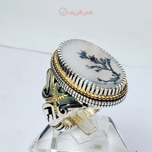 شجر تک درخت کلکسیونی، با نگین شجر و رکاب طلا نقره، هنر دست - هنرظریف