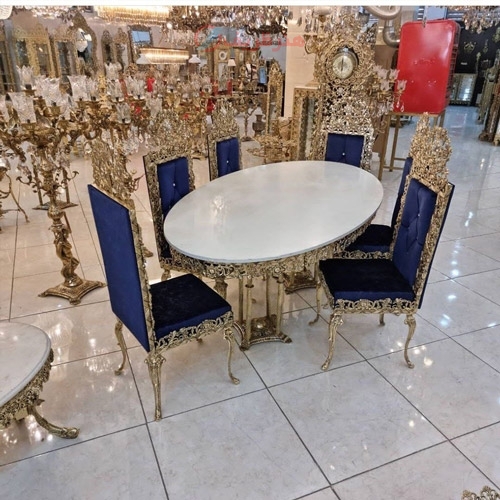 میز ناهار خوری بسیار زیبای 6 نفره و کیفیتی جنس برنزی - هنر ظریف
