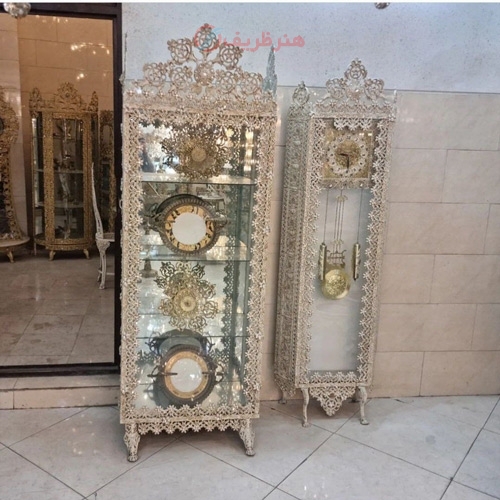 بوفه و ساعت آلومینیومی طرح نیلوفر رنگ استخونی ثابت با کیفیت درجه یک - هنرظریف