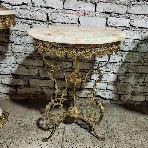 میز فرانسوی گل رز سه پایه، فوق العاده شیک با آبکاری درجه یک _ هنرظریف