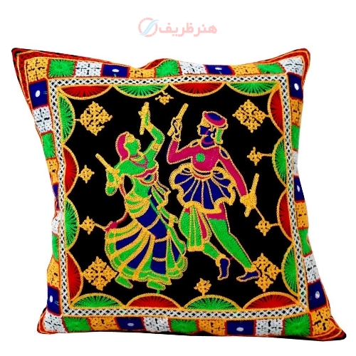 کاور کوسن سوزندوزی طرح عروسک رقصان دوخت فوق العاده کیفیتی با رنگ های زیبا کد 1-11 به قیمت تولیدی - هنرظریف