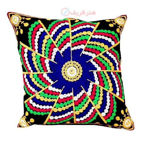 کاور کوسن سوزندوزی پارچه مخمل طرح ماندلا کد 1-5 طرح جدید و پارچه درجه یک - هنرظریف