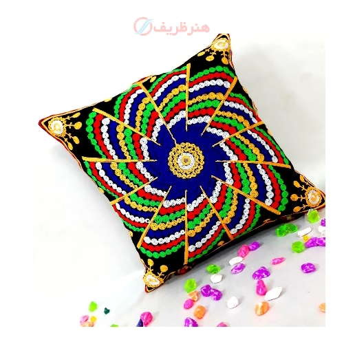 کاور کوسن سوزندوزی پارچه مخمل طرح ماندلا  کد 1-5 طرح جدید و پارچه درجه یک