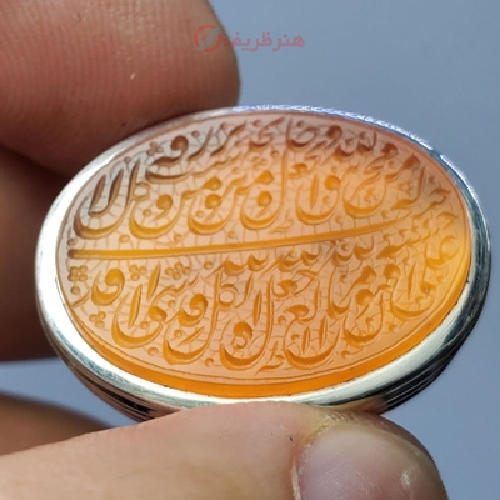 انگشتر حکاکی ممتاز استاد جواد حیدری و آیه شریفه رزق و روزی فوق کلکسیونی رکاب دستساز نقره - هنرظریف