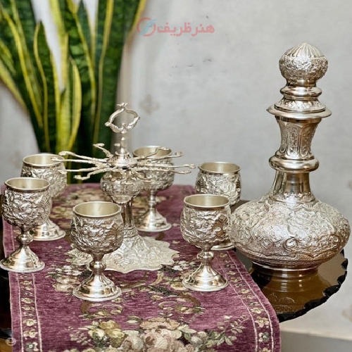 تنگ و جام طرح جدید ساخته شده با ورق ضخیم برنج و آبکاری شده نقره اعلا و با کیفیت - هنرظریف