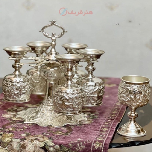 تنگ و جام طرح جدید ساخته شده با ورق ضخیم برنج و آبکاری شده نقره اعلاء و با کیفیت