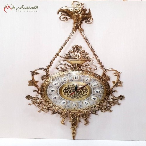 ساعت دیواری آویز برنزی با طرح گل برجسته بسیار زیبا، با کیفت اعلاء