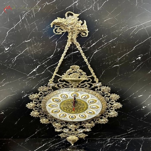 ساعت دیواری آویز برنزی طرح گل بسیار زیبا و لاکچری - هنرظریف