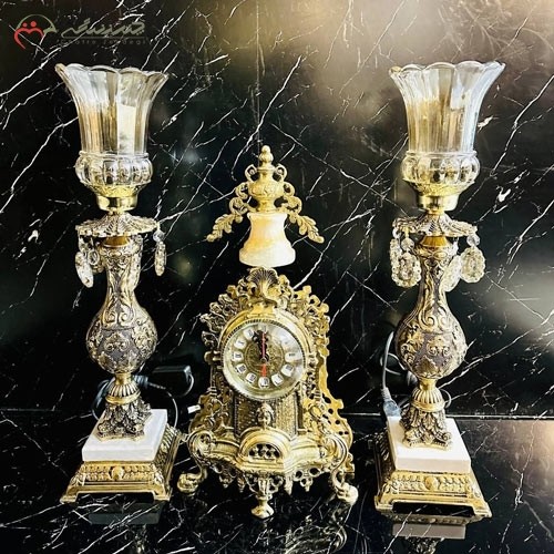 ست ساعت کنت و شمعدان دایکاست سلطنتی برنزی بسیار نفیس - هنرظریف