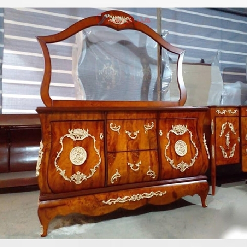 آینه کنسول معرق، چوب روس درجه یک و رنگ پولیشی چند لایه با دوام دارای ضمانت - هنرظریف