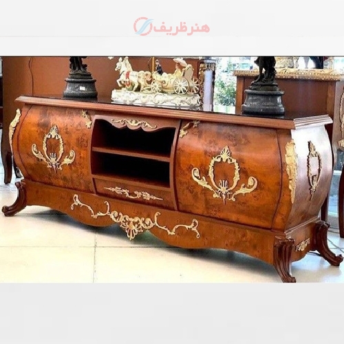 میز تلویزیون معرق کاری و بدنه کارشده دارای رنگ بندی و امکان تولید با ابعاد دلخواه شما