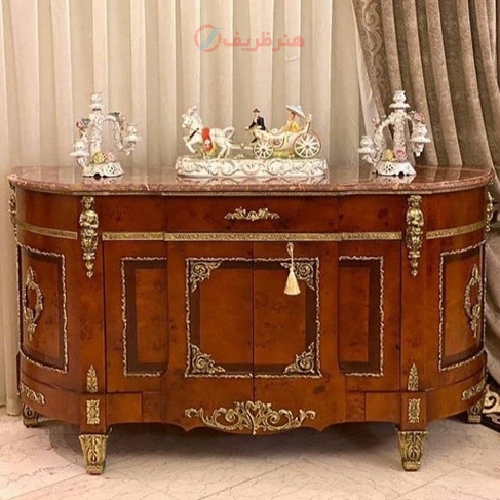 کنسول سلطنتی بدنه چوب روس و رنگ چند لایه پولیش شده دارای ضمانت رنگ و دوام بدنه - هنرظریف