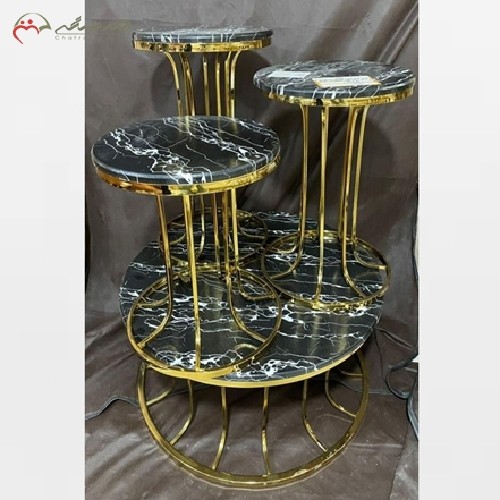 میز عسلی ( جلو مبلی )از جنس برنز و سنگ مشکی با ضمانت همراه با پایه های متفاوت