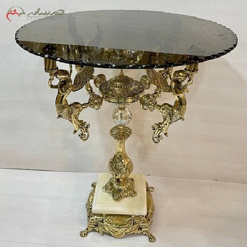 میز خاطره برنزی 4 فرشته بالدار با پایه سنگی و صفحه شیشه ای با دوام
