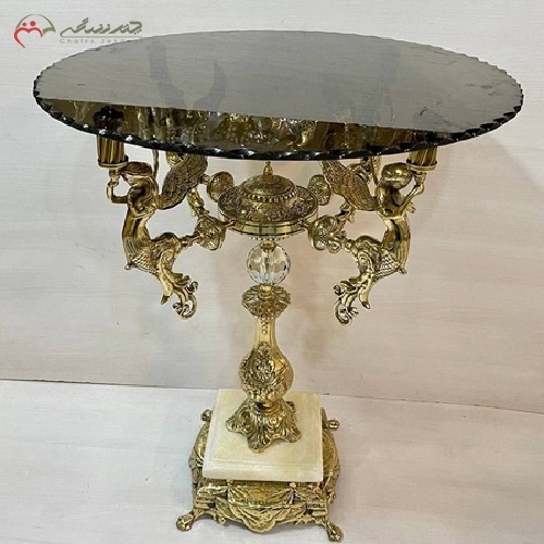 میز خاطره برنزی 4 فرشته بالدار با پایه سنگی و صفحه شیشه ای با دوام - هنرظریف