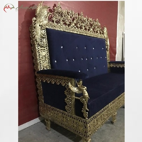 مبل 7 نفره برنزی کف دوبل طرح طاووس بدنه کار شده با رنگ ثابت، طراحی جدید