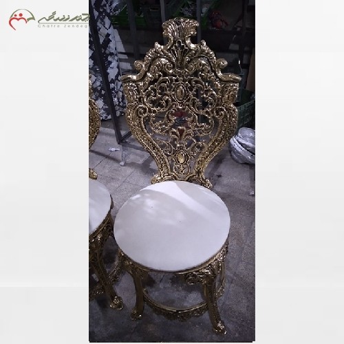 میز ناهار خوری برنزی 6 نفره مدل سلطنتی رنگ ثابت، با صفحه سنگ مرمر اعلاء، با کیفیت عالی