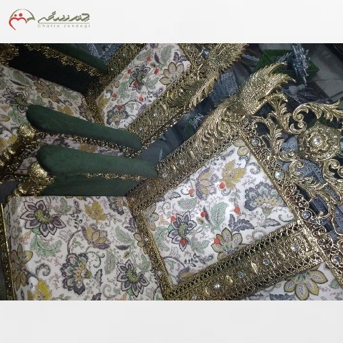 مبلمان برنزی 7 نفره، مدل تسمه دو نگین با طراحی زیبا و پایه های بلند و حلزونی، کیفیت فوق العاده