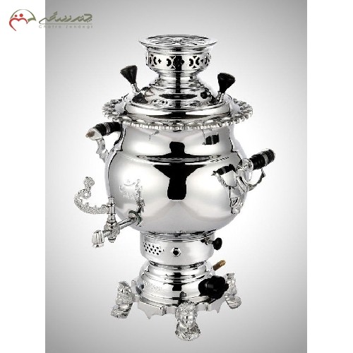 سماور 6 برنجی لیتری طرح روسی ساده لبه ریخته گری، با کیفیت اعلاء