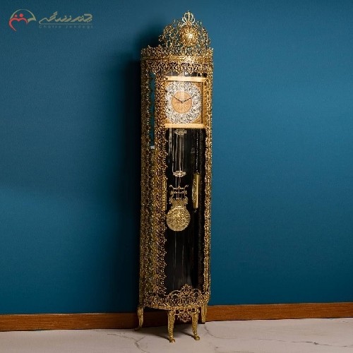 ساعت ایستاده آلیاژ نیم گرد با رنگ طلایی، آبکاری شده و دارای 5 سال ضمانت کیفیت