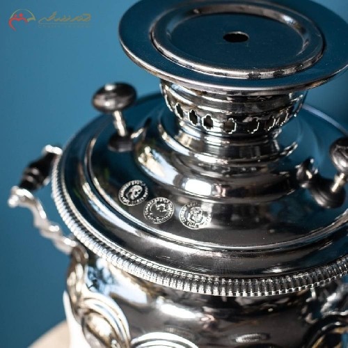 سماور گازی برنجی 7 لیتری در طرح افسون ، بدنه کار شده دارای ضمانت نامه