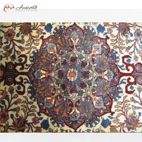 فرش دستبافت بیجار کد 39006 با زمینه کرمی و طراحی آنتیک، نخ درجه یک - هنرظریف
