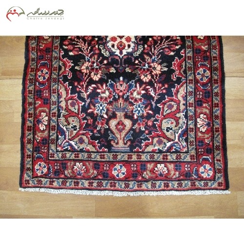 کناره دستبافت همدان کد 39052 در طرح 5 ترنج بافته شده با نخ اعلاء، چشم نواز