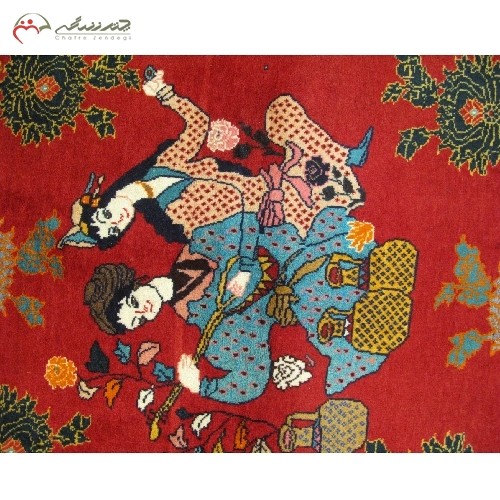 فرش دستبافت آباده کد 39326 به رنگ لاکی و حاشیه کرمی، نقش زمینه متفاوت - هنرظریف