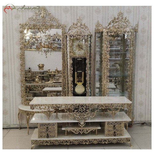 ست جهیزیه برنزی کد 8055 طرح گل سرخ، سنگین با ضمانت رنگ و دوام، پر کار- هنرظریف