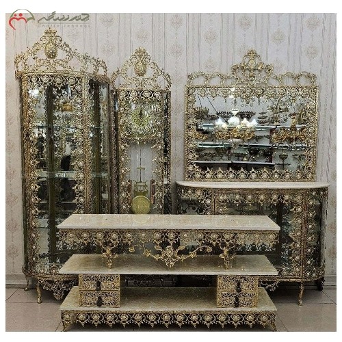 سرویس چهار پارچه برنزی کد 8064 طرح آفتابگردان بدون تغییر رنگ با ضمانت - هنرظریف