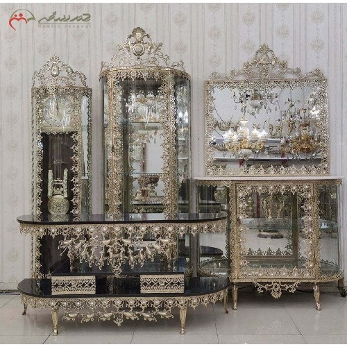سرویس چهار پارچه تمام برنزی در طرح آفتابگردان، بدون تغییر رنگ همراه با گارانتی