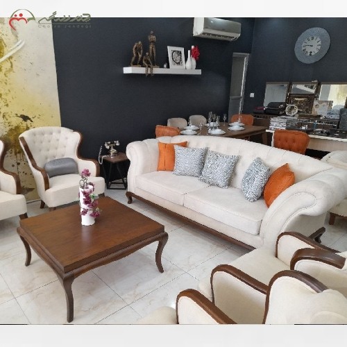 مبل 8 نفره طرح پینار دارای  رنگ بندی متنوع پارچه و بدنه، ساده در عین حال شیک، جنس چوب سوپر راش گرجستان و ضمانت24 ماهه