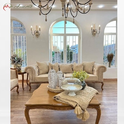 مبلمان 8 نفره در طرح کلاسیک با چوب راش و فوم اعلاء، رنگ و ترکیب بندی به سلیقه مشتری