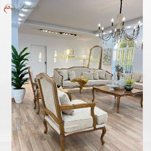 مبلمان 8 نفره در طرح کلاسیک با چوب راش و فوم اعلاء، رنگ و ترکیب بندی به سلیقه مشتری