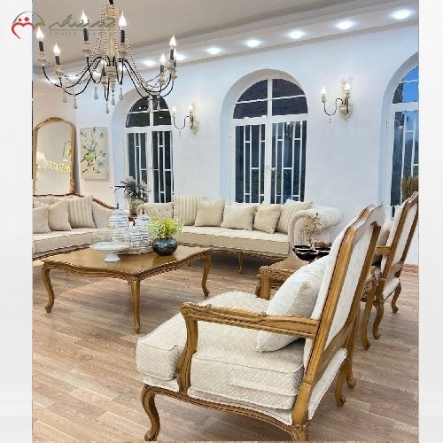 مبلمان 8 نفره در طرح کلاسیک با چوب راش و فوم اعلاء، رنگ و ترکیب بندی به سلیقه مشتری