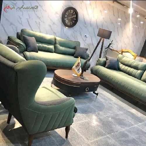 مبلمان راحتی تخت شو بدنه ی فلزی و چوب راش، 7 نفره با رنگ بندی متنوع پارچه، دارای گارانتی - هنرظریف