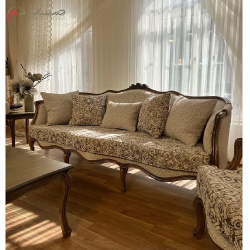 مبلمان اسپرت کلاسیک 7 نفره، ساخته شده ازفلز، چوب راش، فوم و پارچه اعلاء، دارای ضمانت