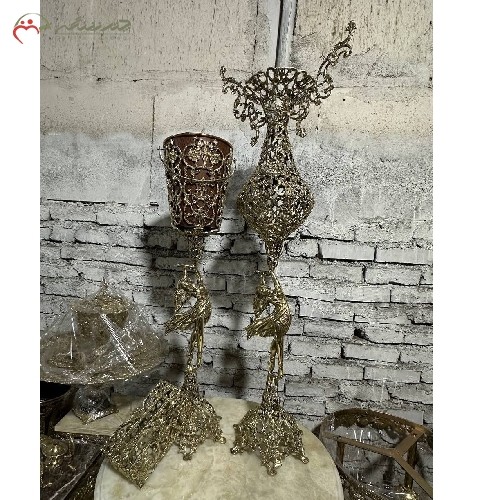 ست پر نقش و نگار برنزی گلدان سطل و جا دستمال کاغذی طرح پرنس، با ظرافت طراحی